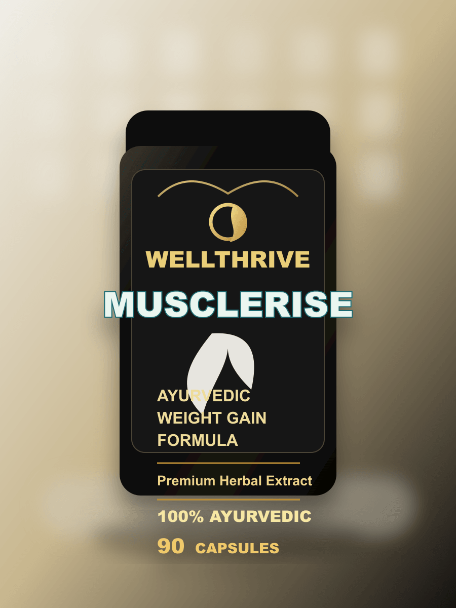 Wellthrive Musclerise ayurvedic weight gain formula bottle
